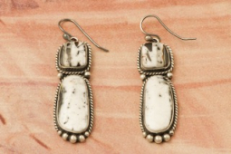 Genuine White Buffalo Turquoise  Sterling Silver Earrings